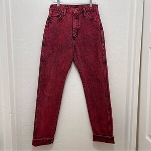 Vintage 80s Wrangler Acid Wash Jeans Women's 9 x 32 Red High-Rise USA